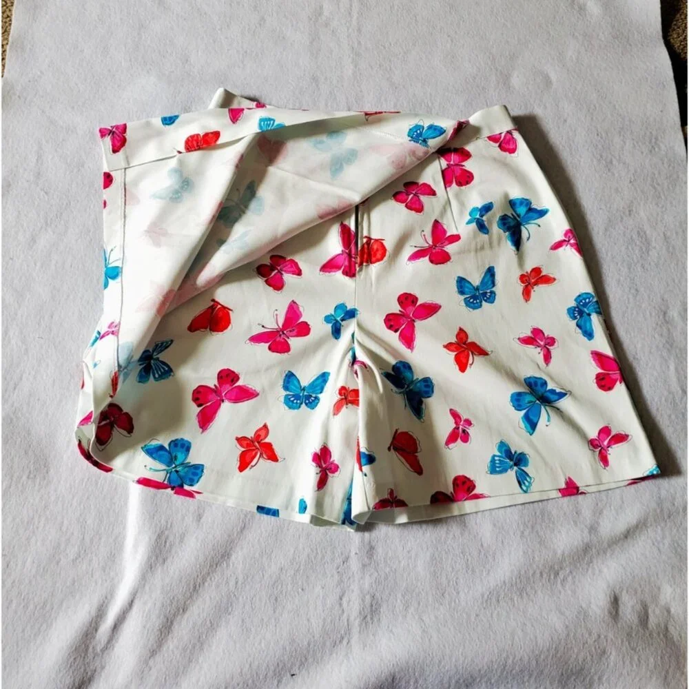 Briggs New York Skort Size 16 White Pink & Blue Butterflies Cotton Spandex - Picture 12 of 16